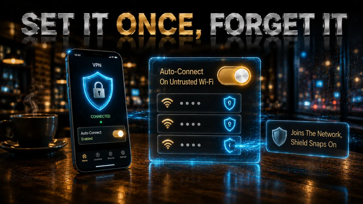 Auto connect on untrusted wifi: set it once, the shield snaps on by itself