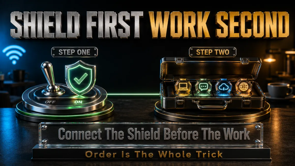 Public WiFi workflow that keeps you safe: shield first, work second