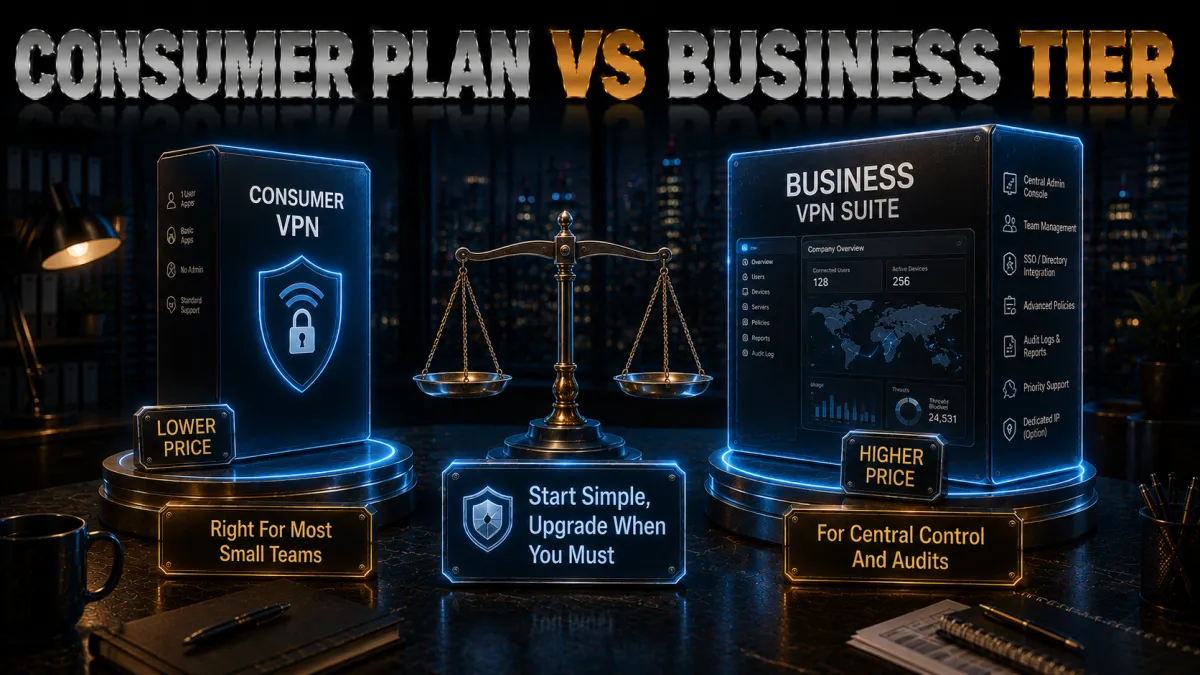 Consumer VPN vs business VPN plans: start simple, upgrade when you must