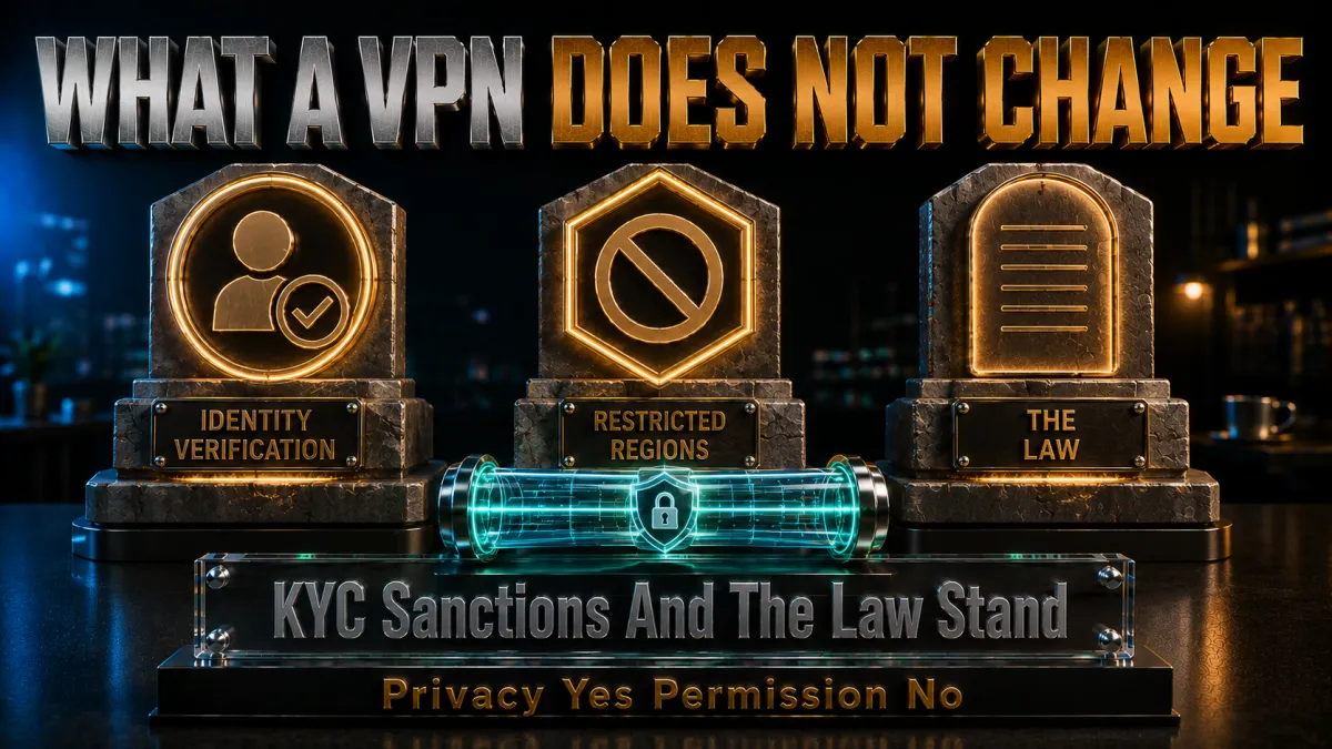 The honest limits: KYC, sanctions and the law do not change with a VPN