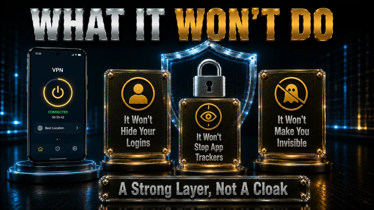 Honest limits: a VPN wont hide your logins, stop app trackers, or make you invisible