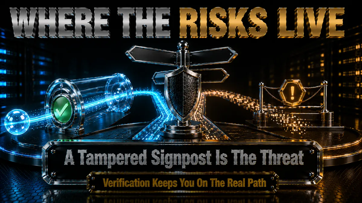 DNS security explained defensively: a tampered signpost is the threat, verification keeps you on the real path