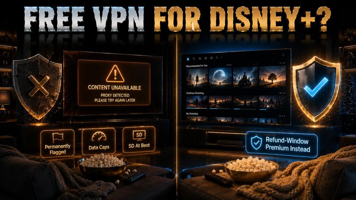 Free VPN for Disney Plus: permanently flagged, refund window premium instead