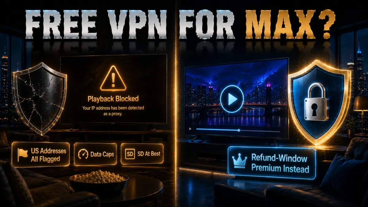 Free VPN for Max: US addresses all flagged, refund window premium instead