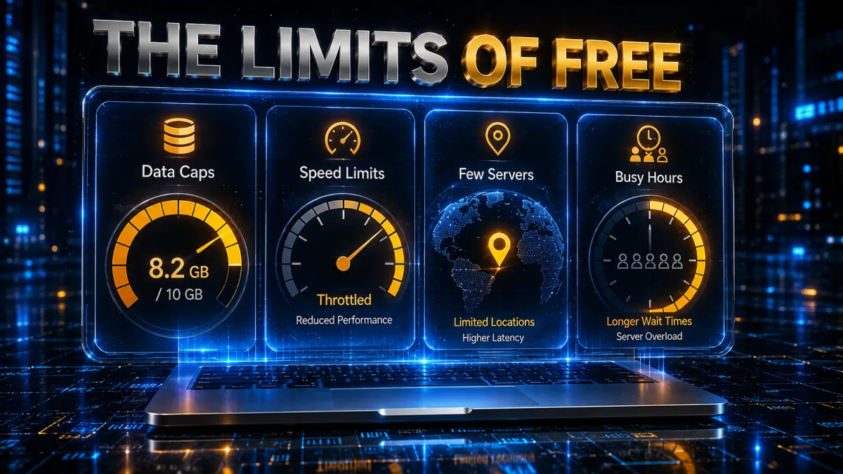 The limits of free VPNs: data caps, speed limits, few servers