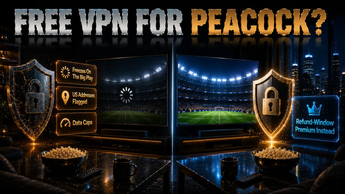 Free VPN for Peacock: freezes on the big play, refund window premium instead