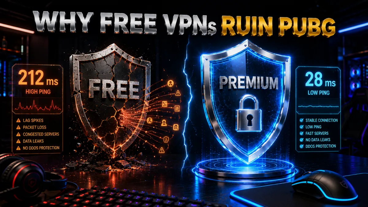 Why free VPNs ruin PUBG Mobile: high ping and leaked data