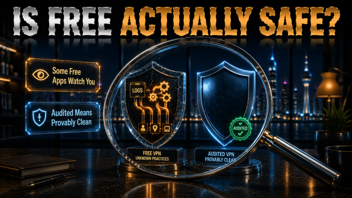 Is a free VPN safe in Kuwait: some free apps watch you, audited means provably clean