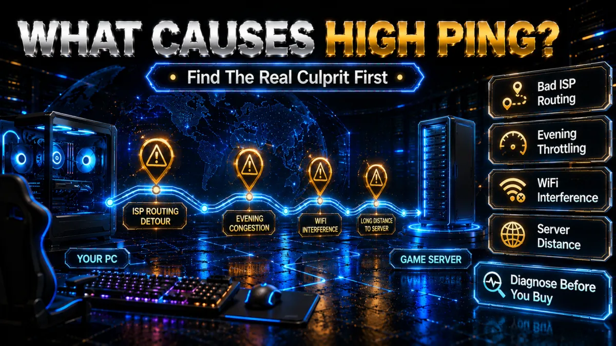What actually causes high ping: routing, throttling, WiFi, distance