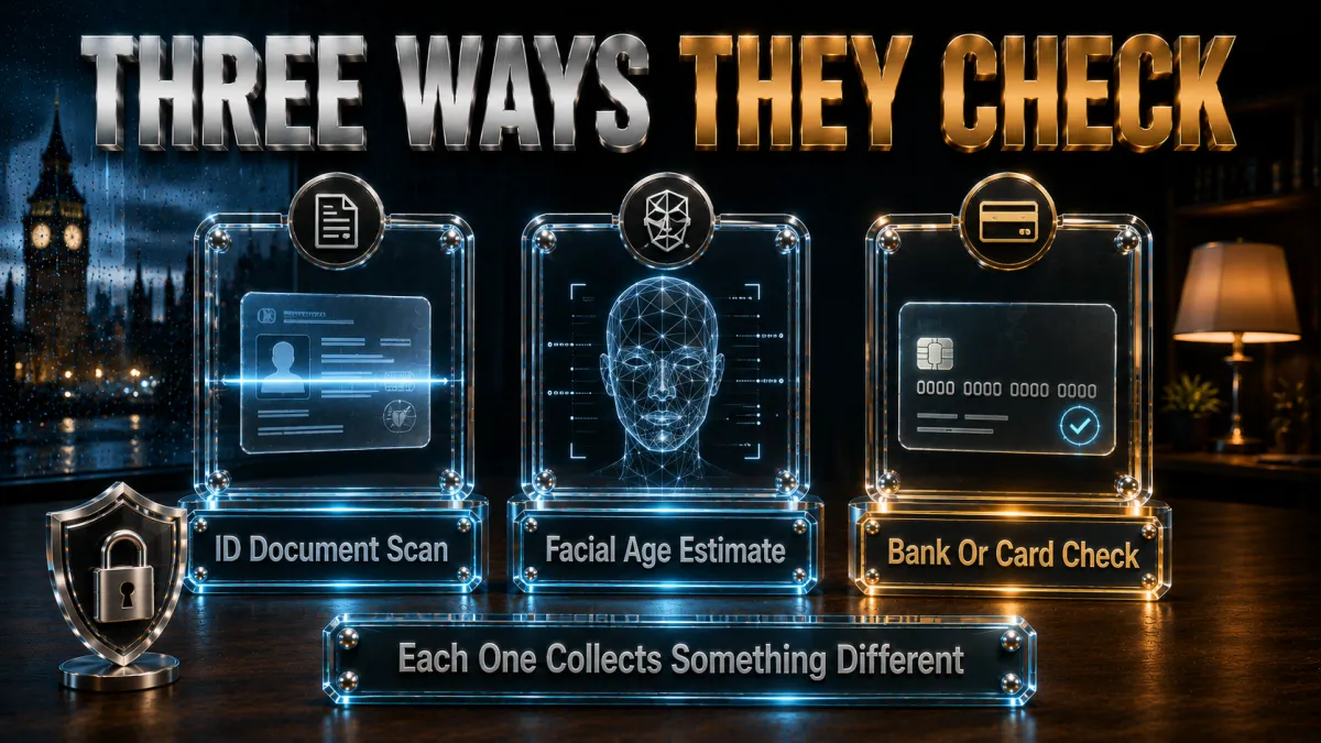 How age verification systems work: ID document scan, facial age estimate, bank or card check