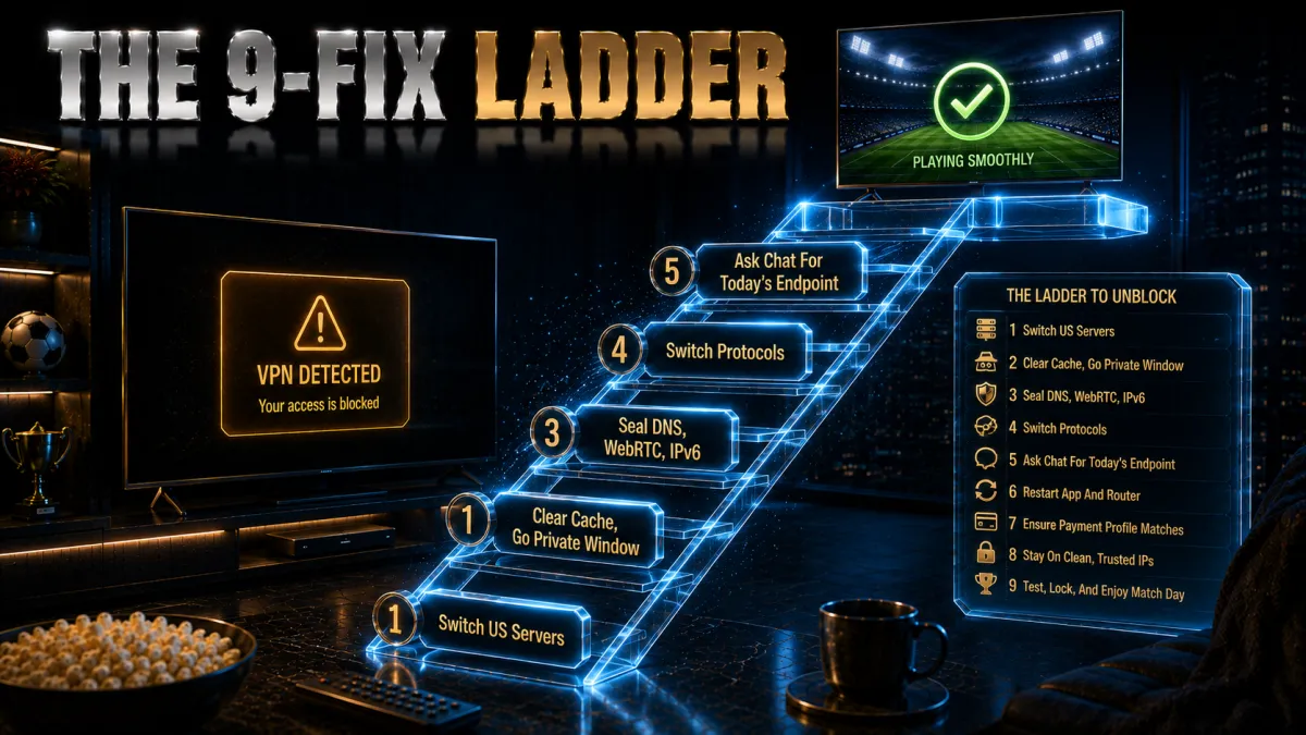 The 9 fix ladder for the Hulu VPN detected error