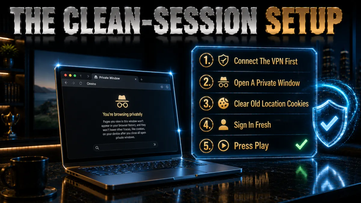 The clean session Hulu setup: VPN first, private window, fresh sign in