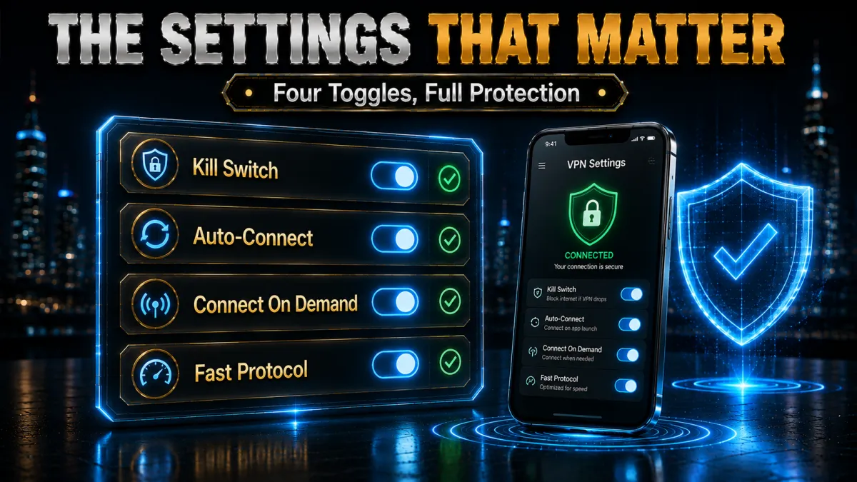 The iPhone VPN settings that matter: kill switch, auto-connect, on demand, protocol