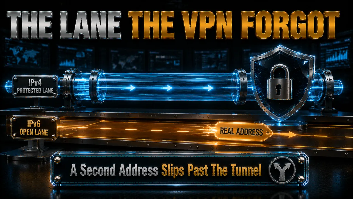 What an IPv6 leak is: a second address lane slips past the VPN tunnel