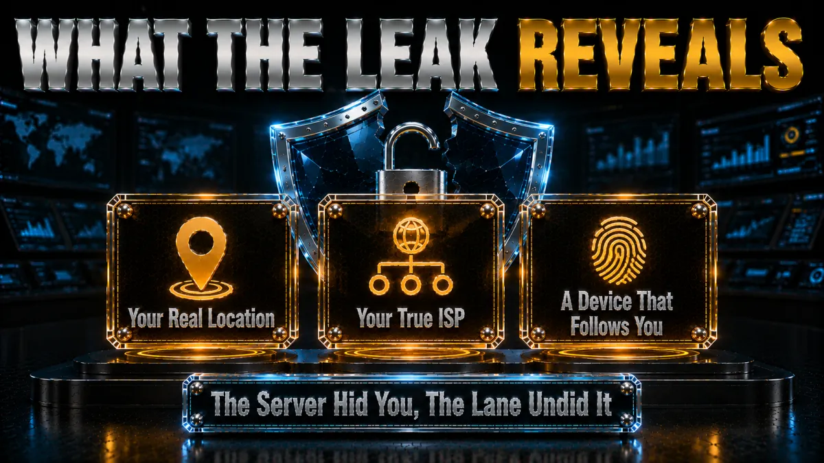 What an IPv6 leak exposes: your real location, your true ISP, a device that follows you