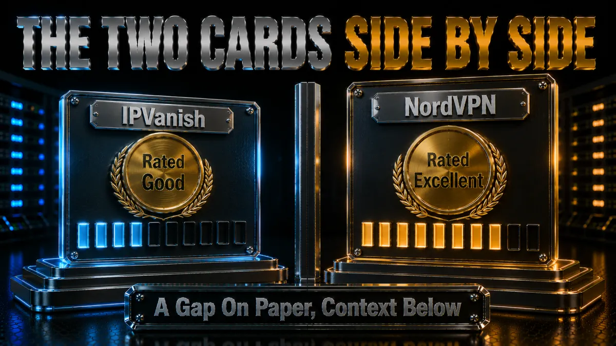 The two scorecards side by side: a gap on paper with context below