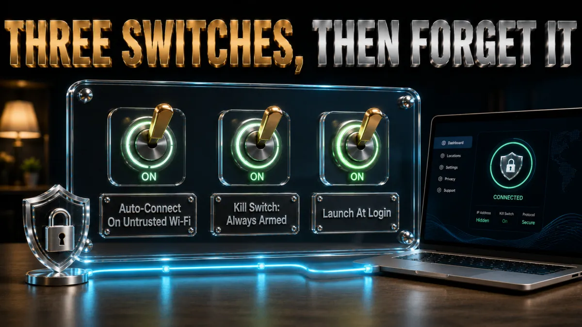 The Mac VPN settings worth changing: auto connect, kill switch, launch at login