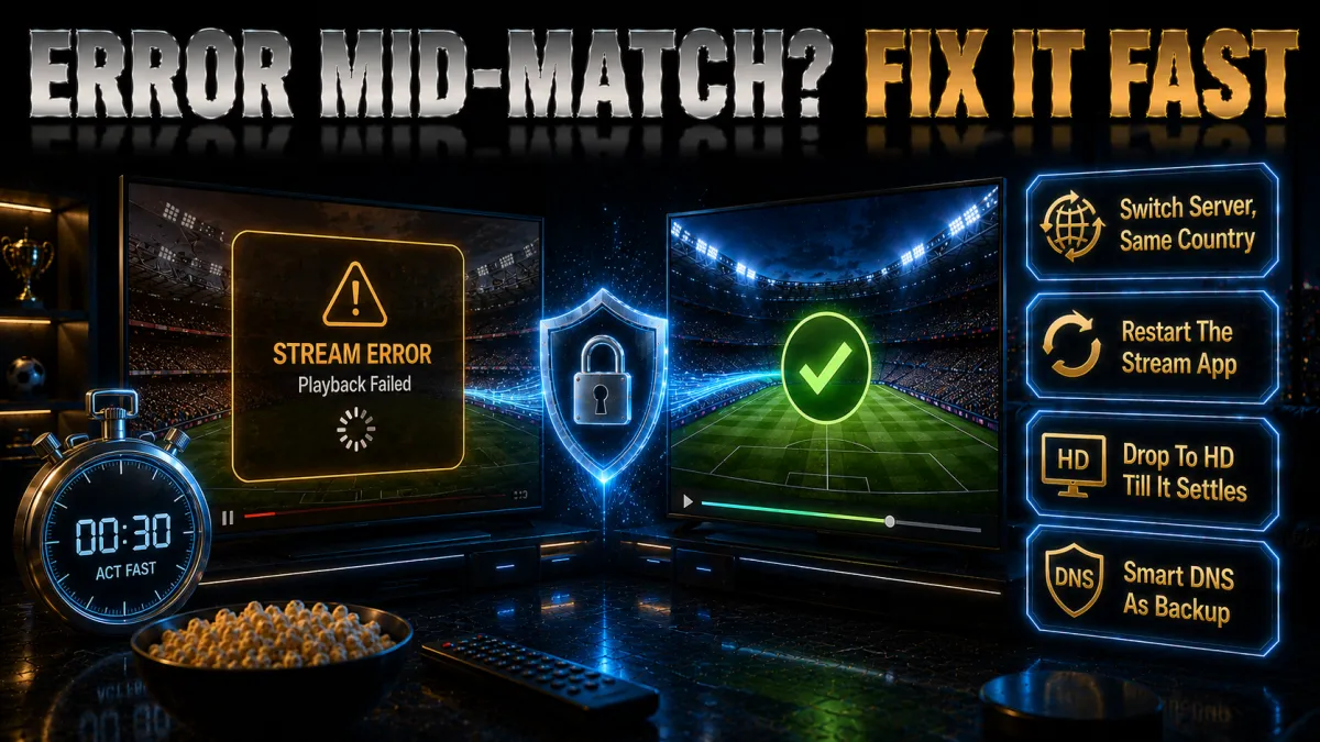 Fixing sports streaming VPN errors mid match fast