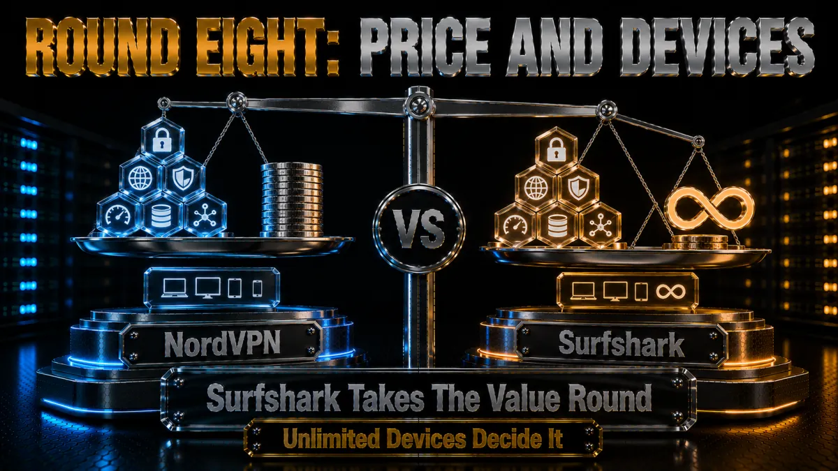 Round eight price and devices: Surfshark takes the value round, unlimited devices decide it