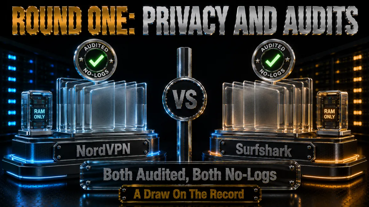 Round one privacy and audits: both independently audited no-logs, a draw on the record
