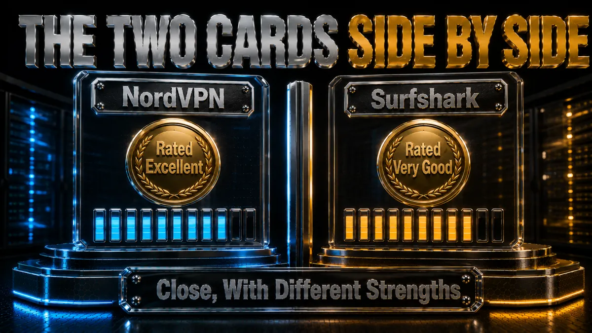 The two scorecards side by side: close with different strengths