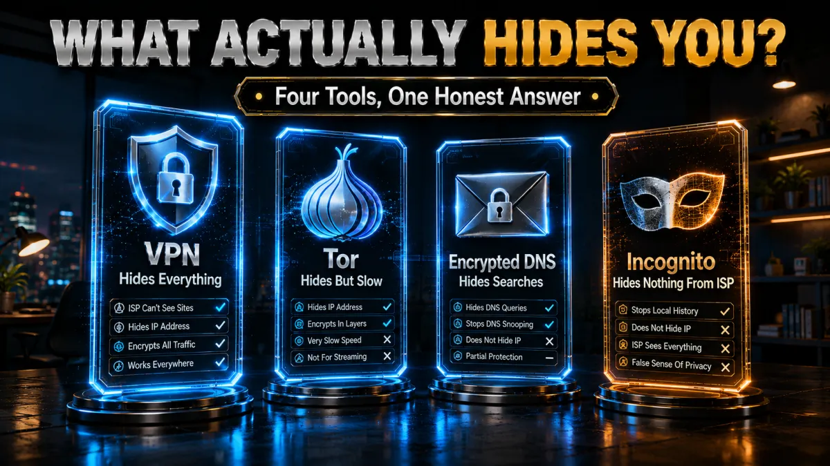 Privacy tools compared: VPN, Tor, encrypted DNS and Incognito