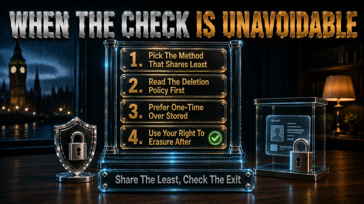Protecting your data when a verification check is unavoidable: share the least, check the exit