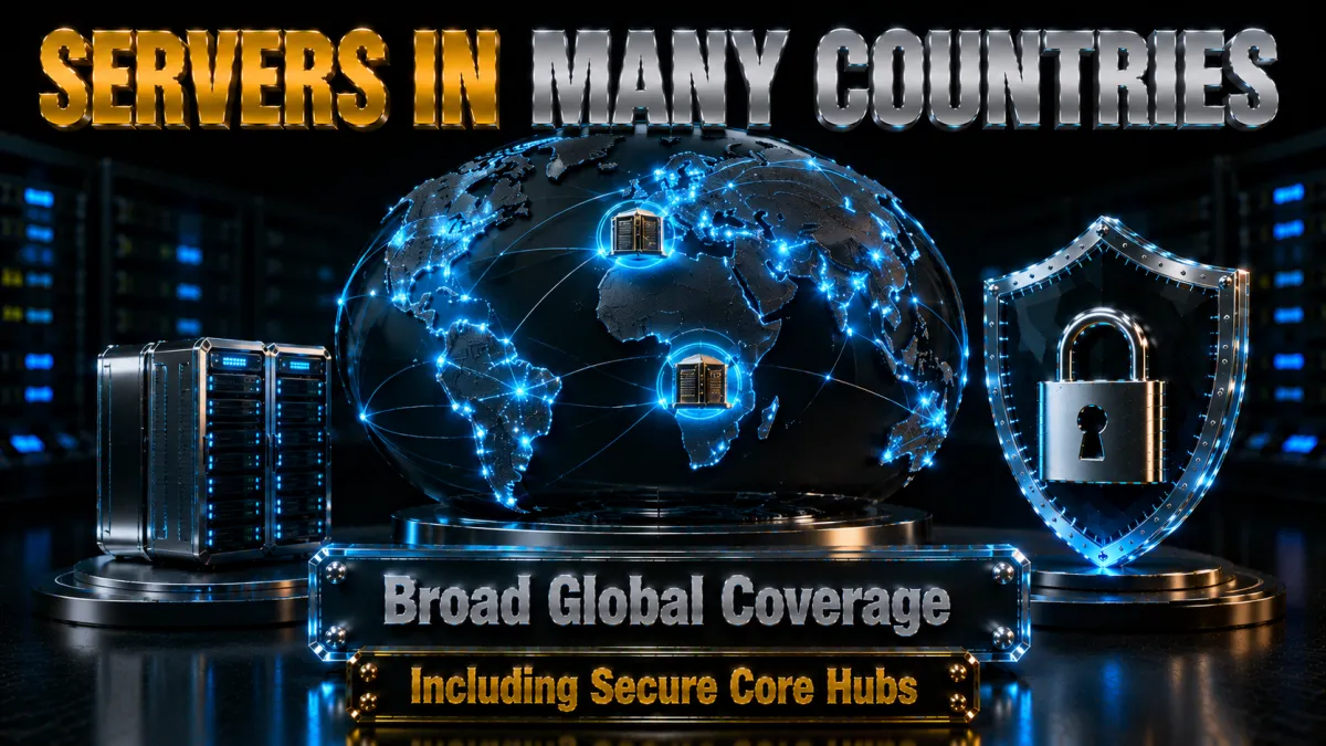 ProtonVPN server network: broad global coverage including Secure Core hubs