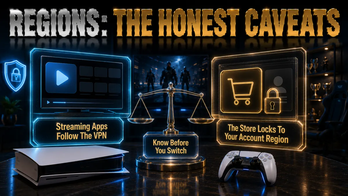 PS5 region access: streaming apps follow the VPN, the store locks to your account