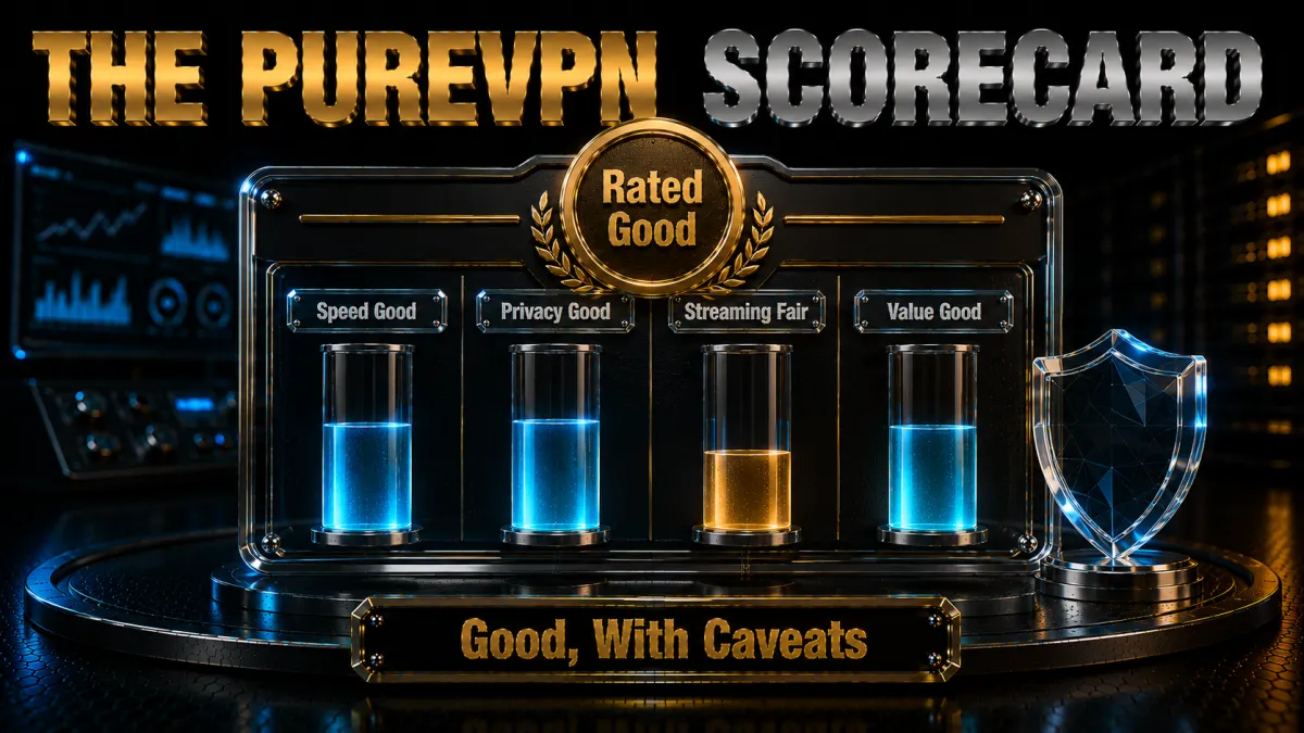 The PureVPN scorecard: rated good with caveats across speed, privacy, streaming and value