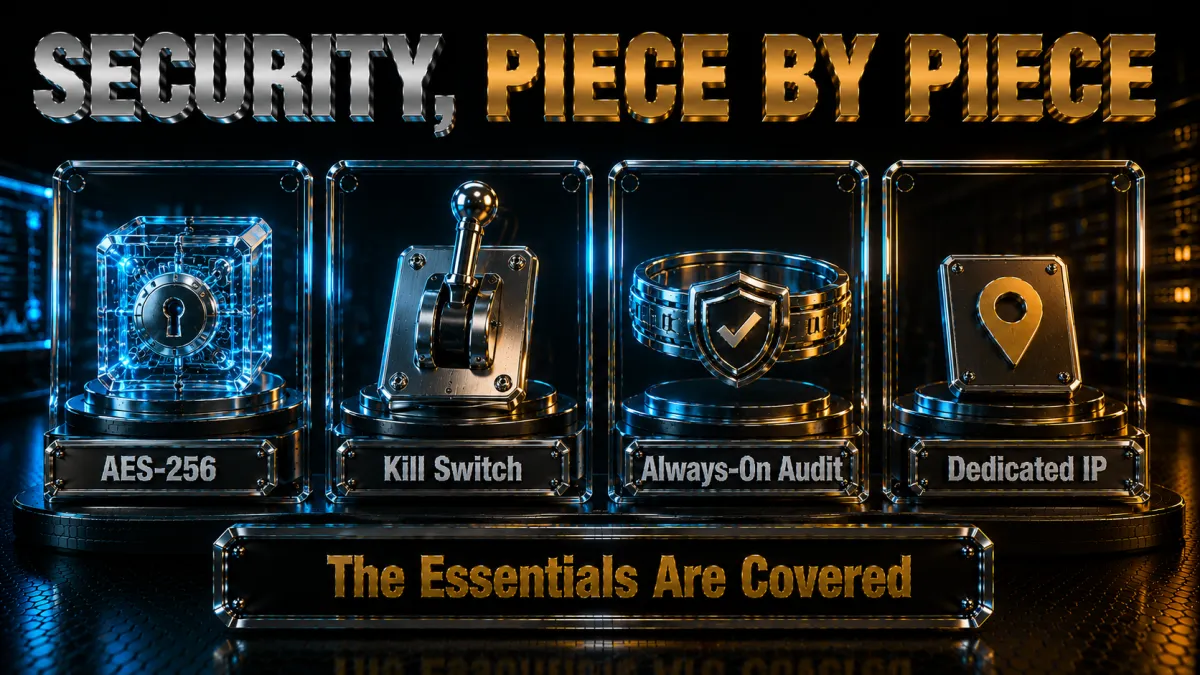 PureVPN security piece by piece: AES-256, kill switch, always-on audit and dedicated IP