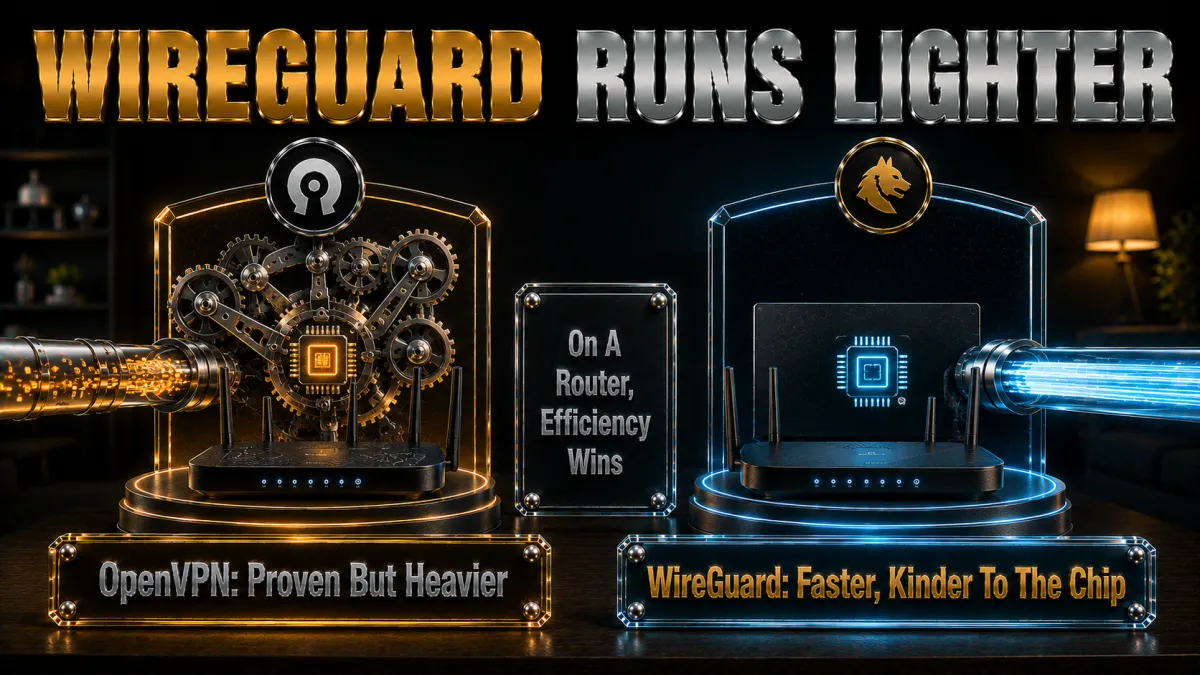 OpenVPN vs WireGuard on a router: WireGuard runs lighter and faster on the chip