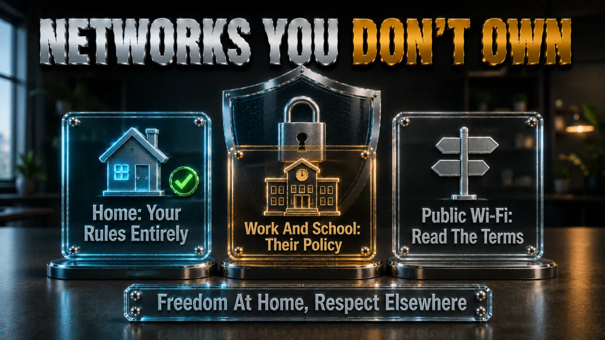 The rules on networks you do not own: freedom at home, respect elsewhere