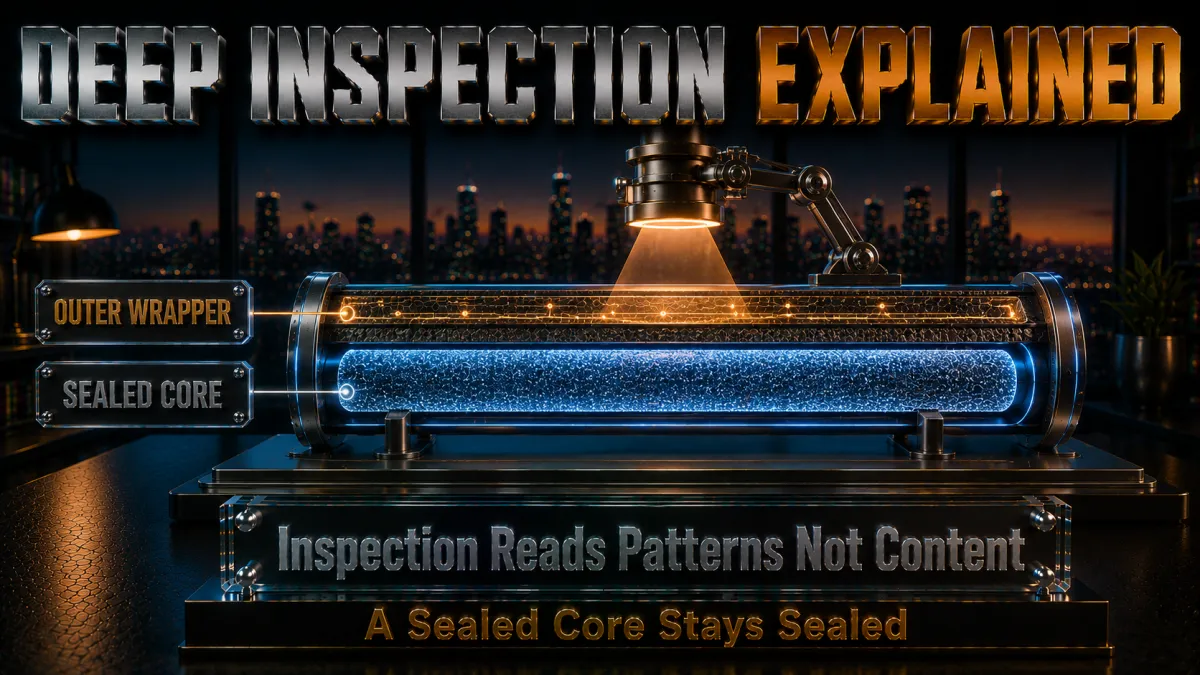 DPI explained: inspection reads patterns while a sealed core stays sealed