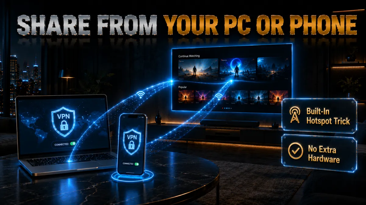 Share a VPN to your TV from a PC or phone hotspot