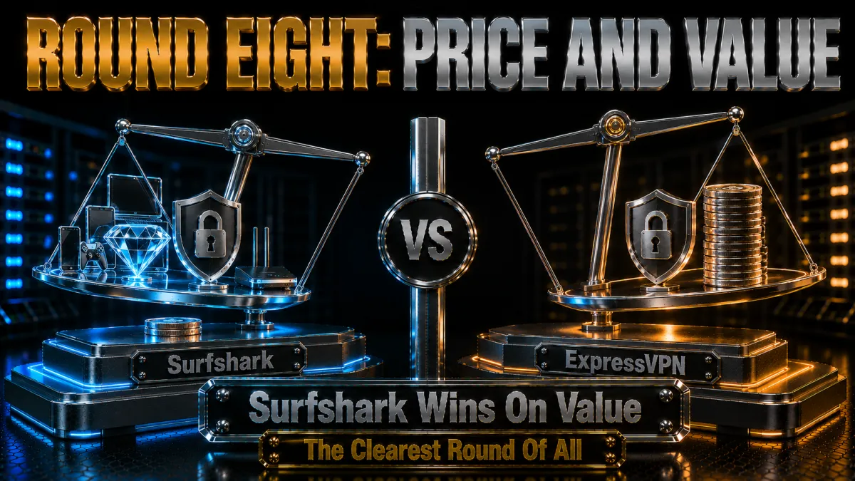 Round eight price and value: Surfshark wins on value, the clearest round of all
