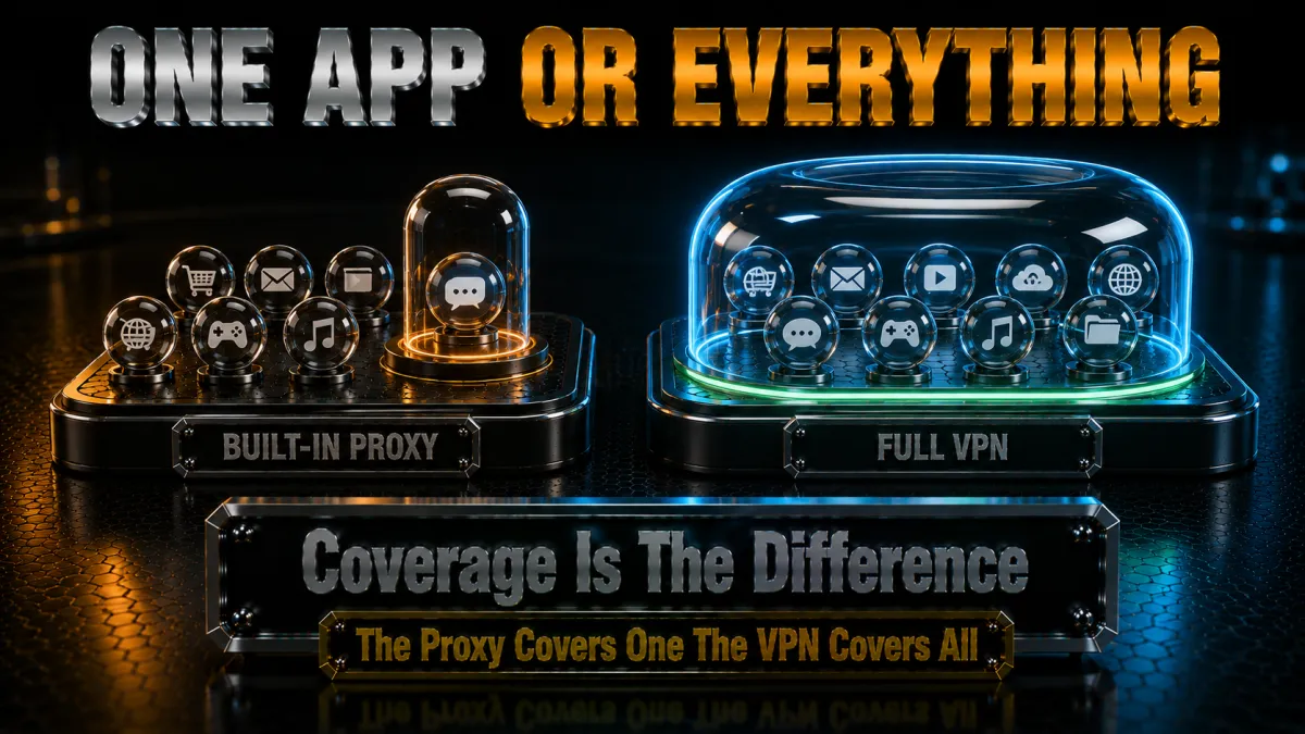 Telegram built-in proxy versus a VPN: one app covered or everything covered