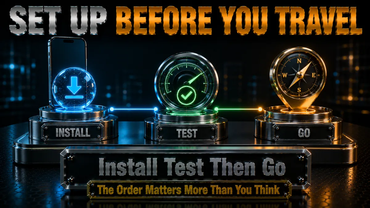 Set up before you travel: install, test and save settings in the right order