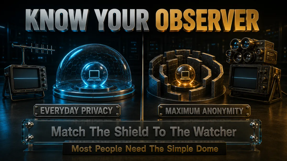 Threat models compared: everyday privacy or maximum anonymity, match the shield to the watcher