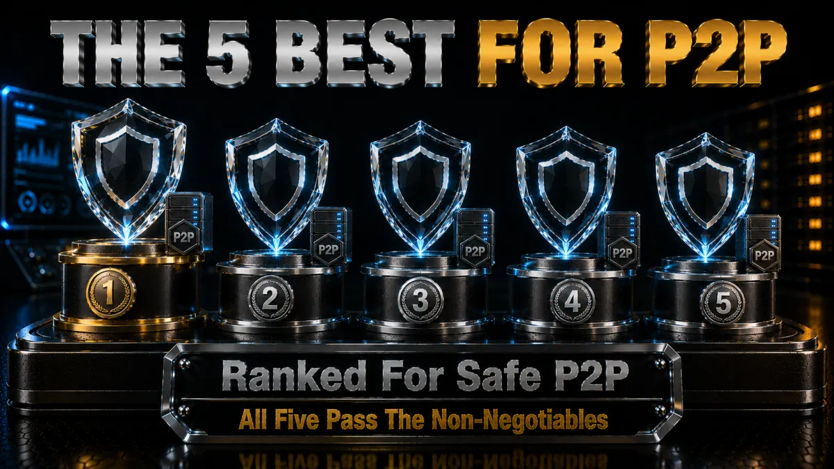 The five best VPNs for safe P2P ranked, all five pass the non-negotiables