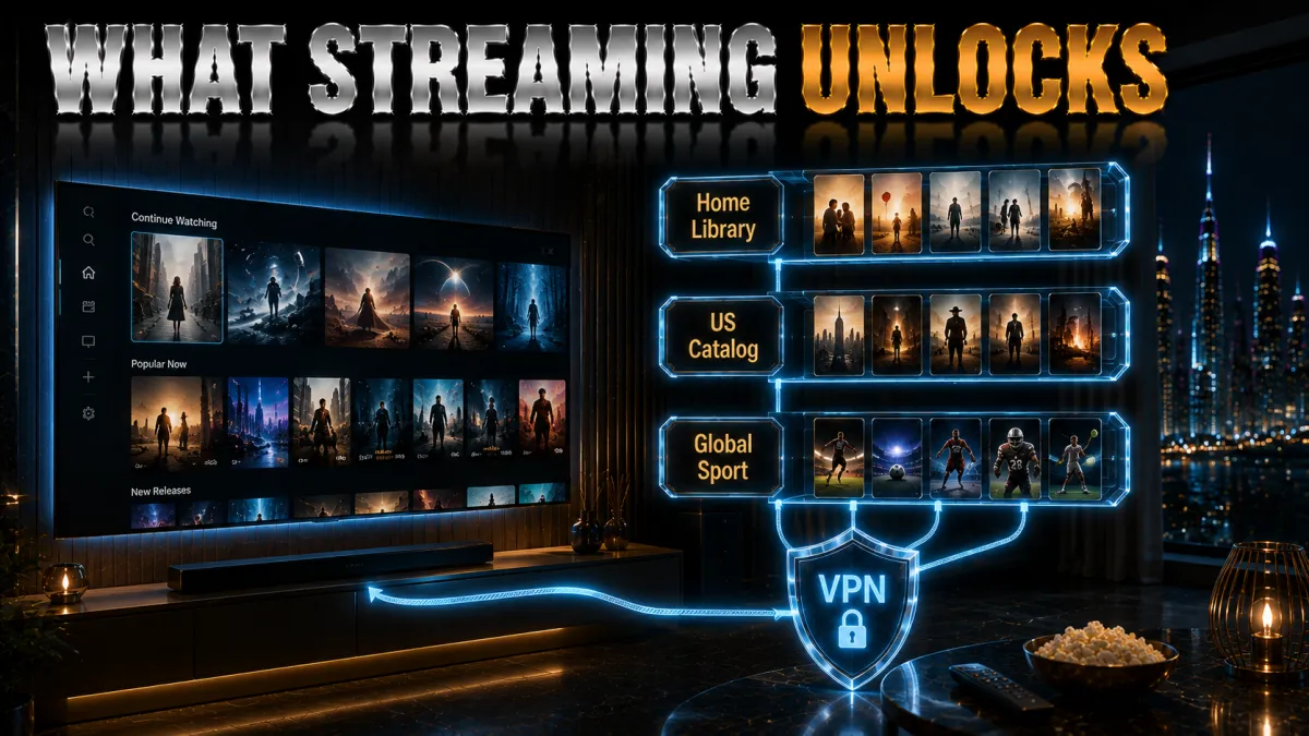 Streaming in the UAE with a VPN: home library, US catalog, global sport