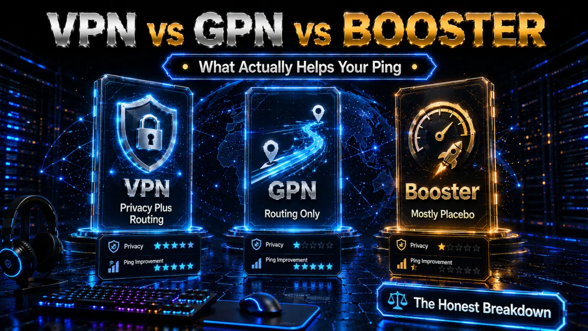 VPN vs GPN vs game booster: what actually helps ping