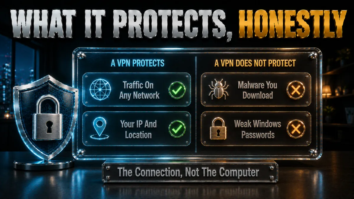 What a VPN protects on Windows honestly: the connection, not the computer