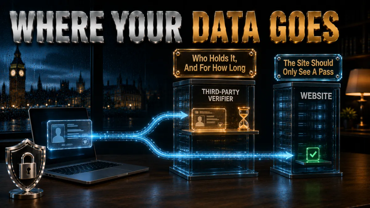 Where your verification data goes: who holds it and for how long, the site should only see a pass