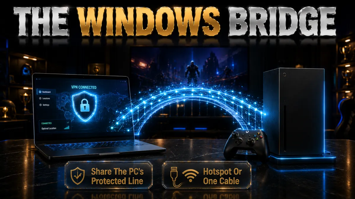 Bridging a VPN from a Windows PC to your Xbox: hotspot or one cable