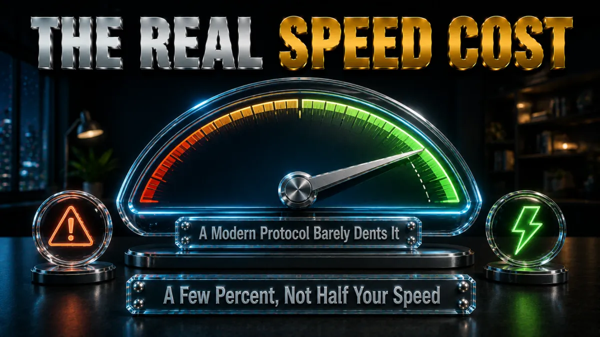The real speed cost on Windows: a modern protocol barely dents it, a few percent