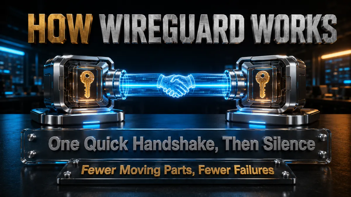 How WireGuard works: one quick handshake between two peers, then a silent sealed tunnel